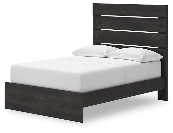 Hollivern Full Panel Bed with Storage with Mirrored Dresser and Nightstand