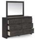 Hollivern Full Panel Bed with Storage with Mirrored Dresser and Nightstand