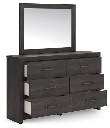 Hollivern Full Panel Bed with Mirrored Dresser