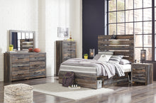 Load image into Gallery viewer, Drystan Full Panel Bed with 4 Storage Drawers with Mirrored Dresser, Chest and 2 Nightstands
