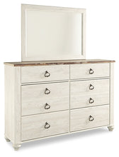 Load image into Gallery viewer, Willowton King Panel Bed with Mirrored Dresser
