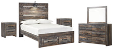 Load image into Gallery viewer, Drystan Full Panel Bed with 2 Storage Drawers with Mirrored Dresser and 2 Nightstands
