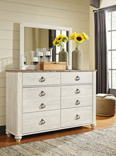 Load image into Gallery viewer, Willowton King Panel Bed with Mirrored Dresser and 2 Nightstands
