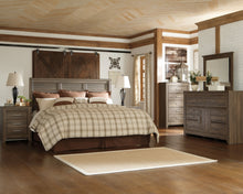 Load image into Gallery viewer, Juararo King/California King Panel Headboard with Mirrored Dresser and Chest
