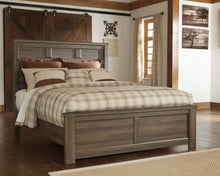 Load image into Gallery viewer, Juararo Queen Panel Bed with Mirrored Dresser and 2 Nightstands
