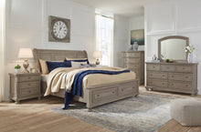 Load image into Gallery viewer, Lettner King Sleigh Bed with 2 Storage Drawers with Dresser
