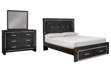 Load image into Gallery viewer, Kaydell Queen Panel Bed with Storage with Mirrored Dresser
