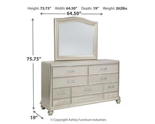 Load image into Gallery viewer, Coralayne King Upholstered Sleigh Bed with Mirrored Dresser
