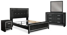 Load image into Gallery viewer, Kaydell Queen Upholstered Panel Bed with Mirrored Dresser and Nightstand
