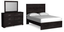 Load image into Gallery viewer, Belachime Full Panel Bed with Mirrored Dresser
